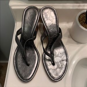Coach silver Lannie wedges sandals 7